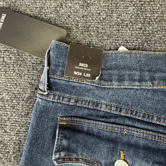 True Religion Jeans Rocco SN Flap Relaxed Skinny 34 x 30 Dark Shivering NWT $159 - Picture 8 of 12